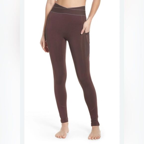 Free People FP movement Maroon leggings Sz M - Picture 1 of 5